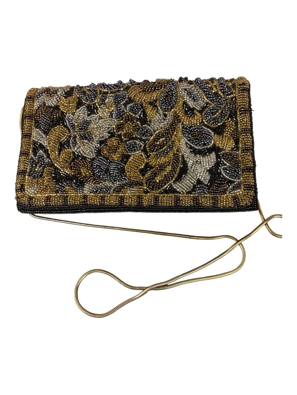 Vtg Carolyne‎ Barton Nights 80's Multi Color Beaded Cocktail Bag Clutch Floral